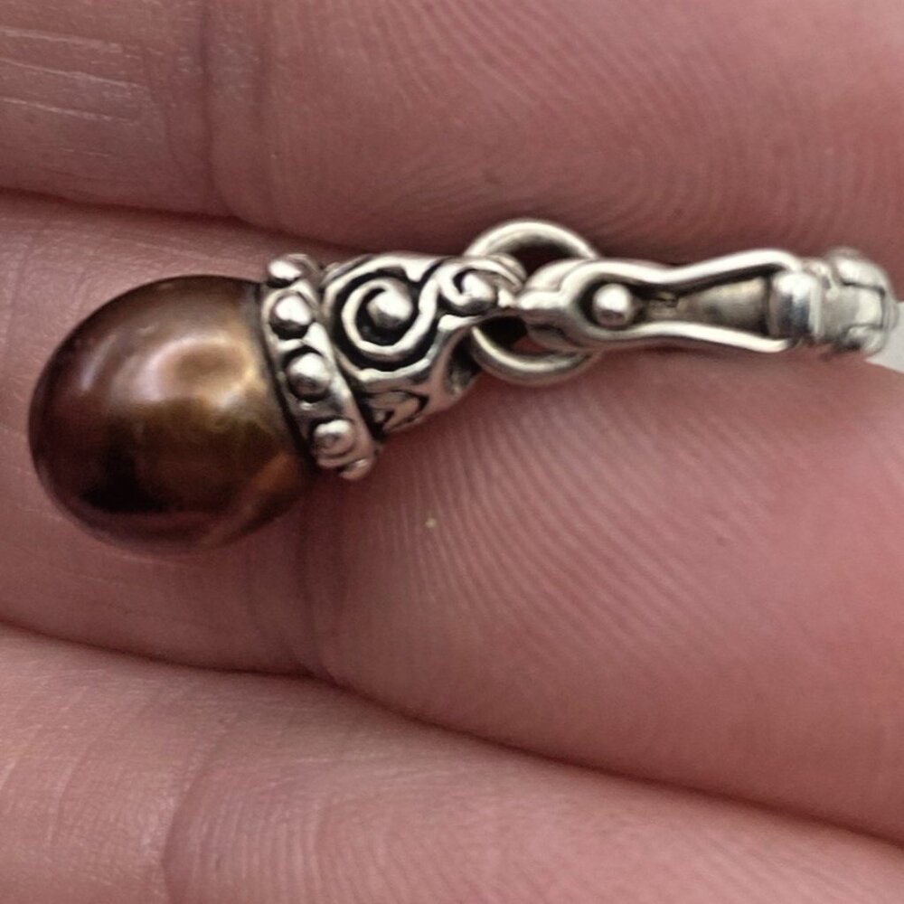 Barbara Bixby Charm Chocolate Pearl Enhancer Sterling Silver 925 Pendant Drop - Picture 7 of 8